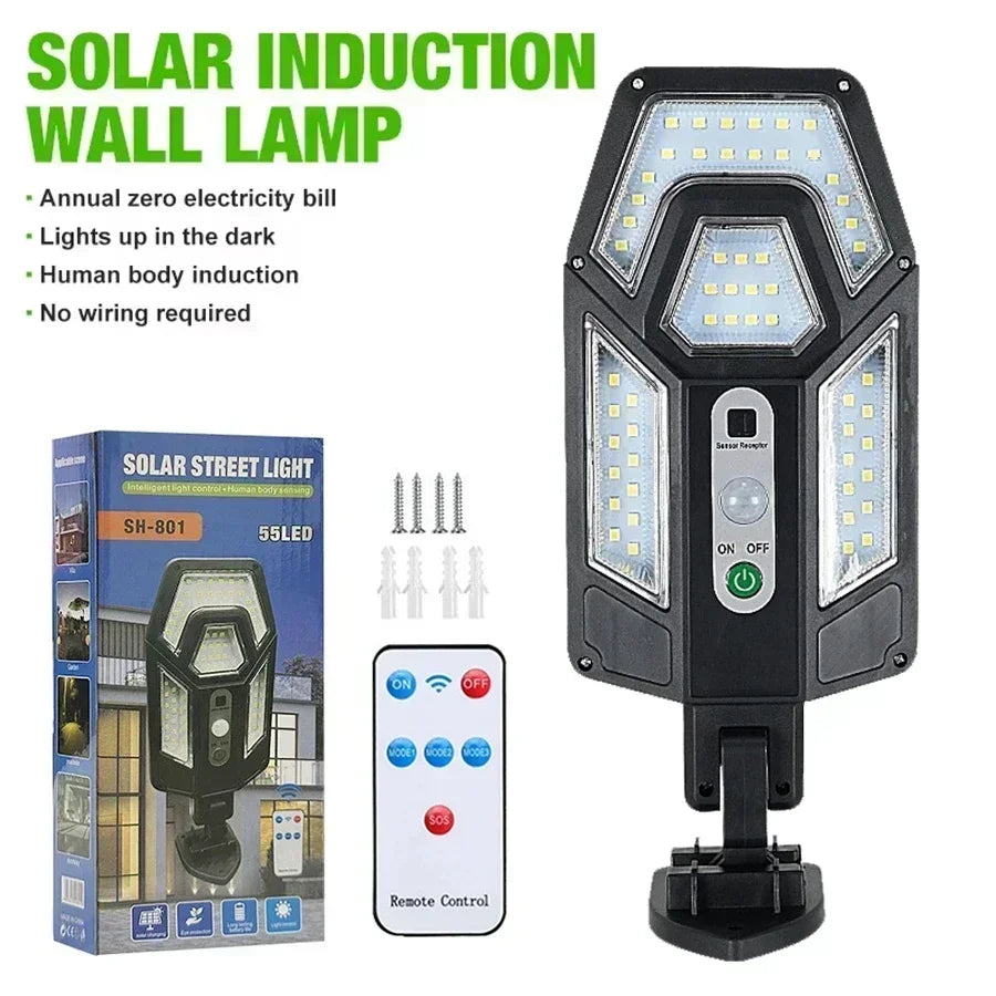 Solar LED Outdoor Wall Light – Motion Sensor Waterproof Security Lamp for Garden & Home