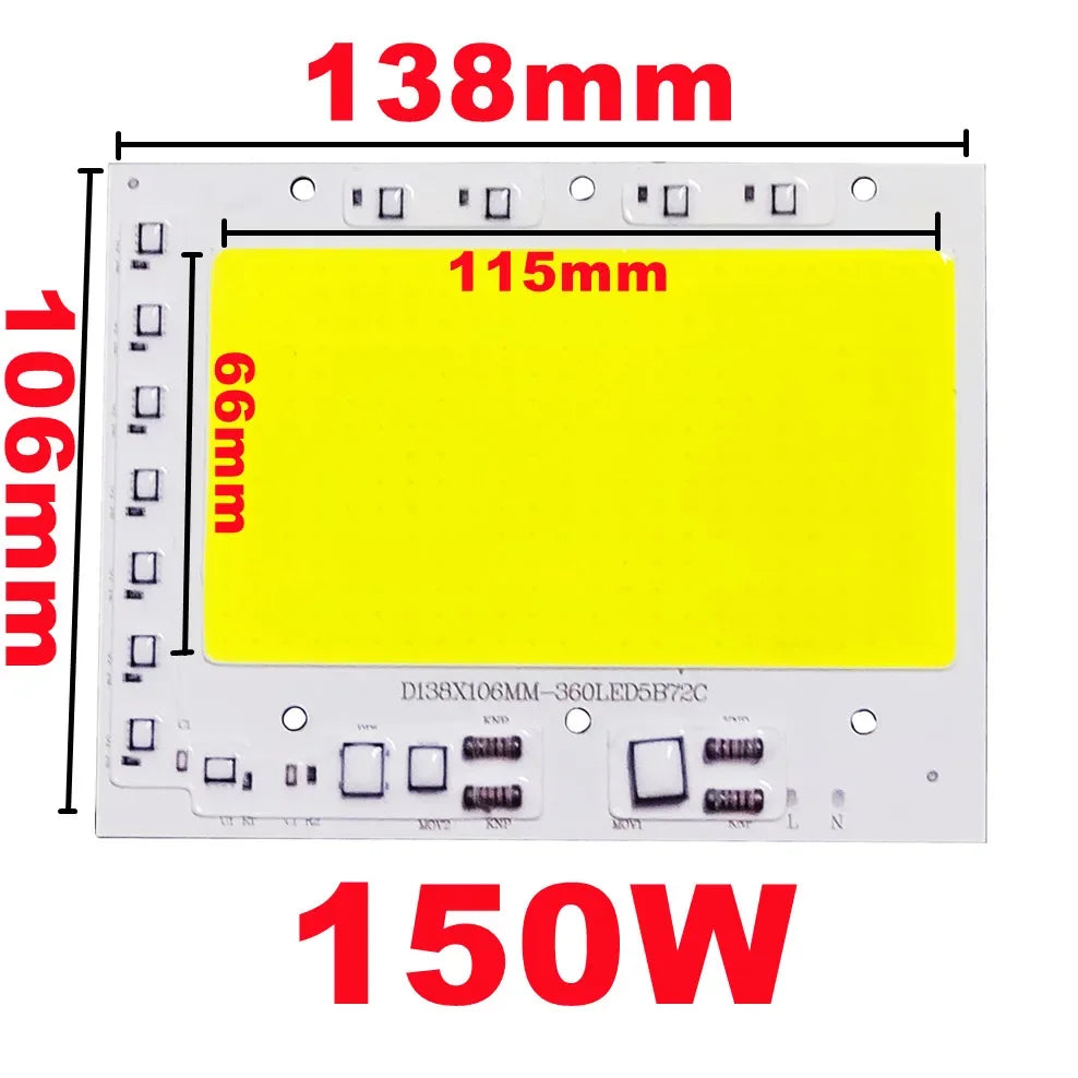 LED COB 50W–200W Smart IC (No Driver) – Powerful DIY Floodlight Lighting