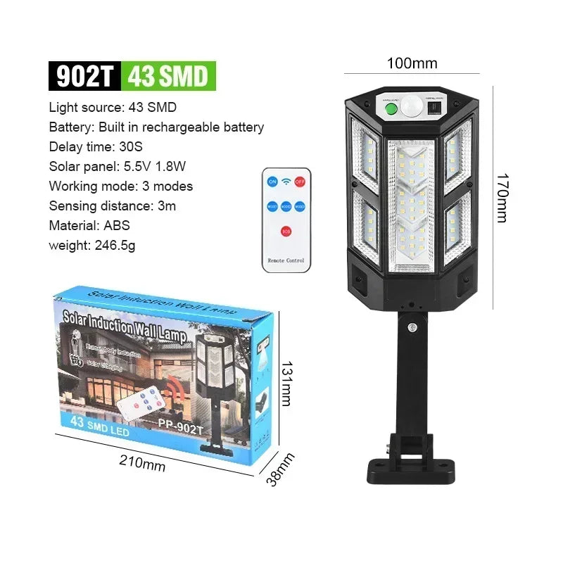 Solar LED Outdoor Wall Light – Motion Sensor Waterproof Security Lamp for Garden & Home