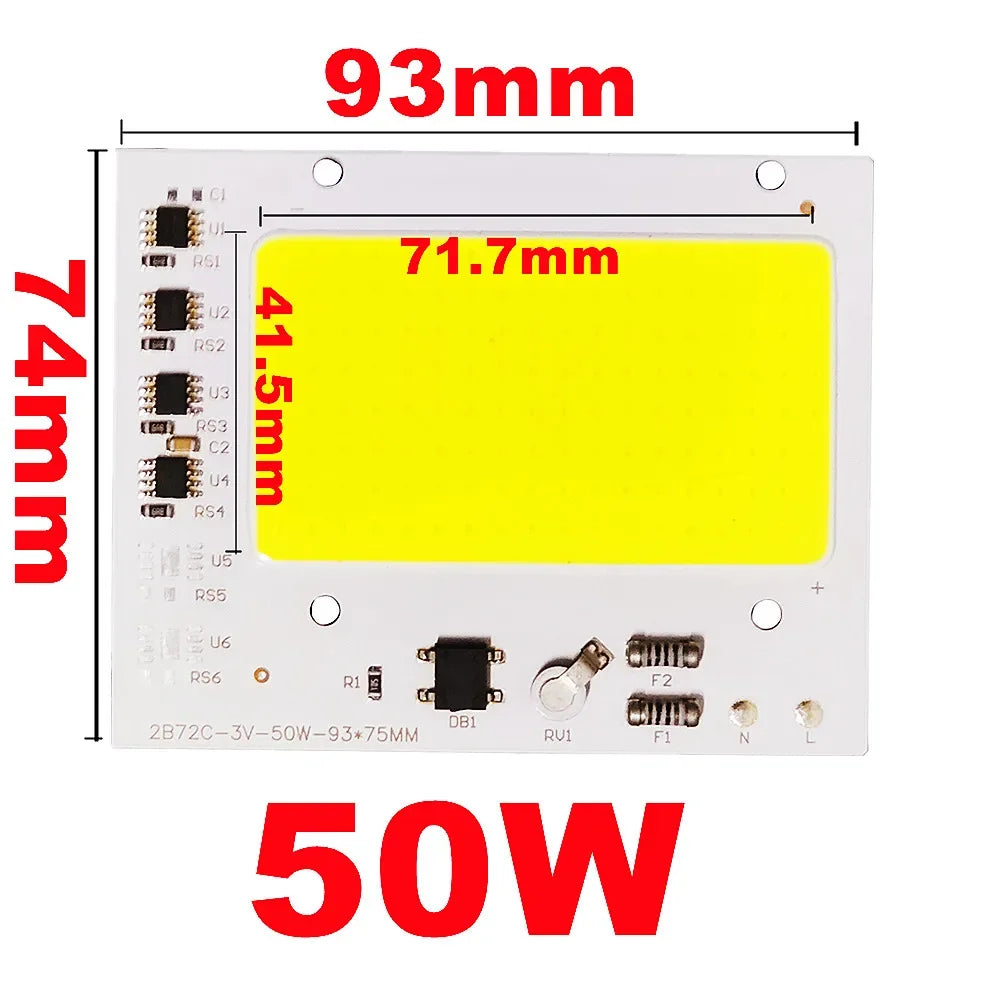 LED COB 50W–200W Smart IC (No Driver) – Powerful DIY Floodlight Lighting