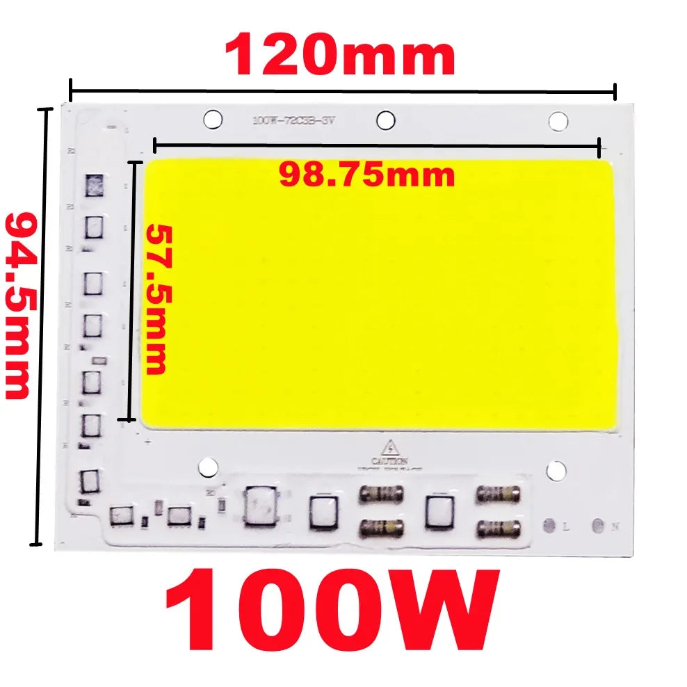 LED COB 50W–200W Smart IC (No Driver) – Powerful DIY Floodlight Lighting