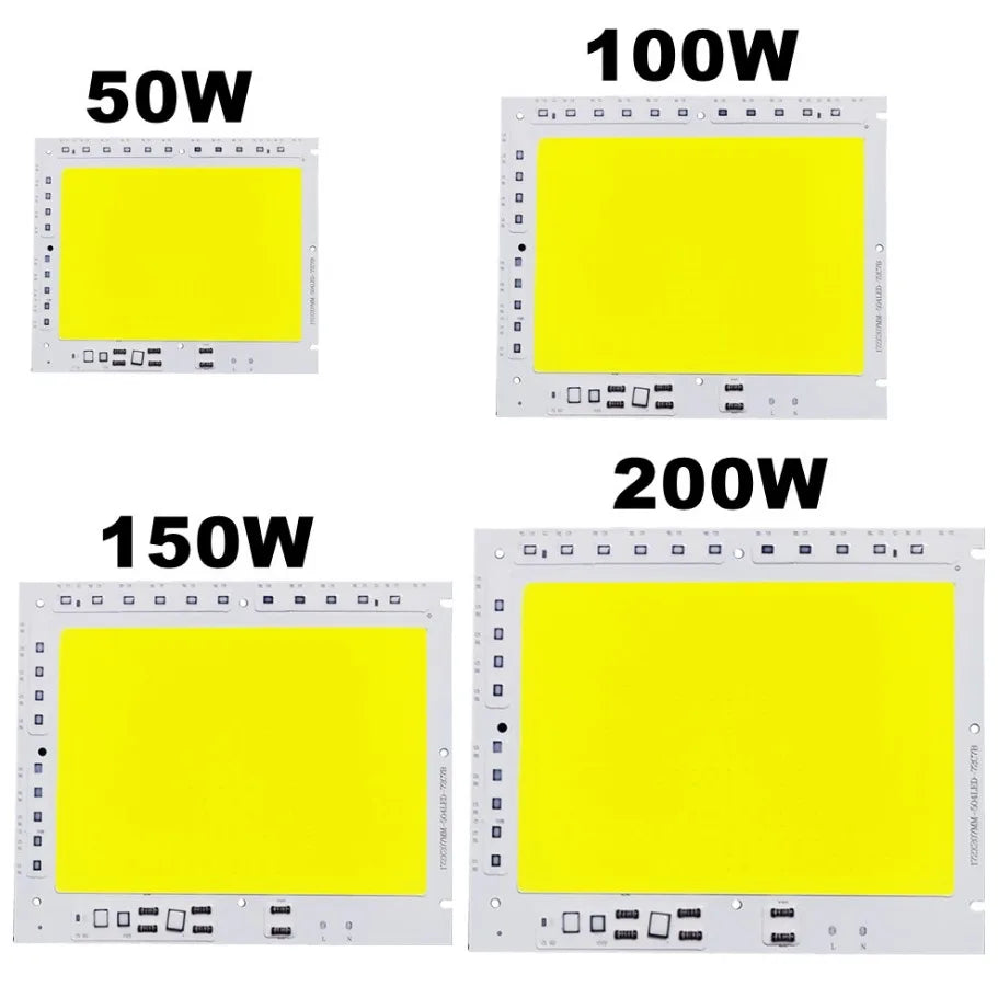 LED COB 50W–200W Smart IC (No Driver) – Powerful DIY Floodlight Lighting